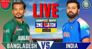 India vs Bangladesh Live Stream- Champion Trophy 2025